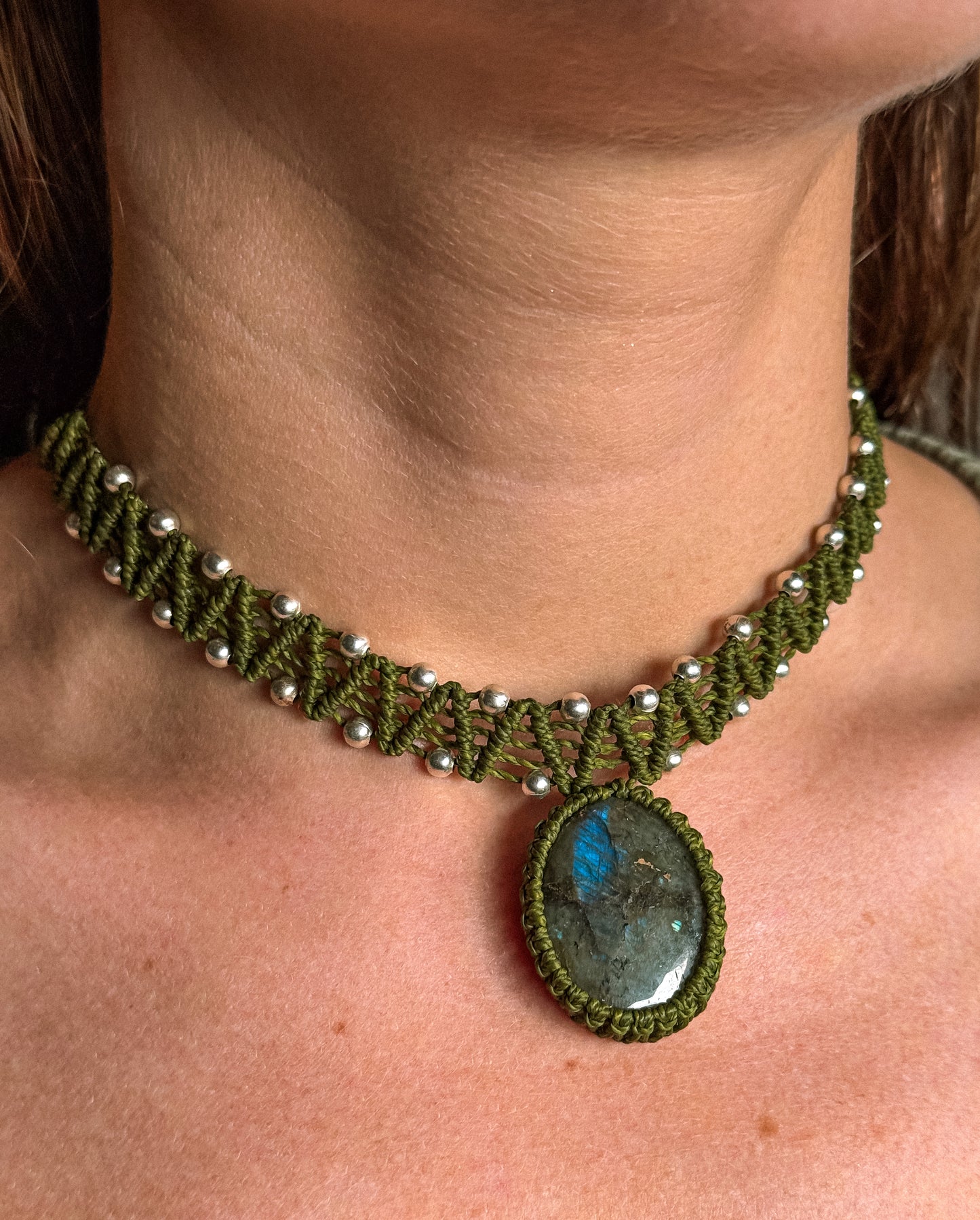 Choker verde con Labradorita