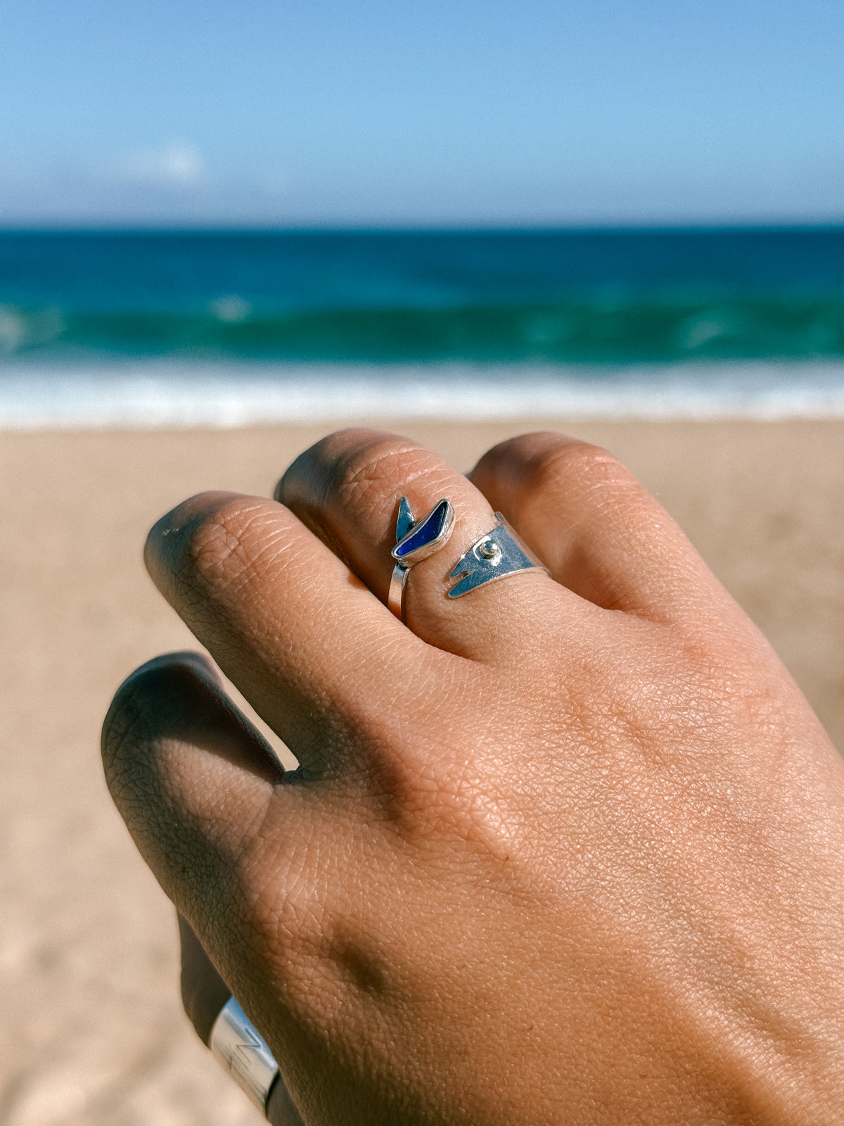 Anillo SIERRA con sea glass azul