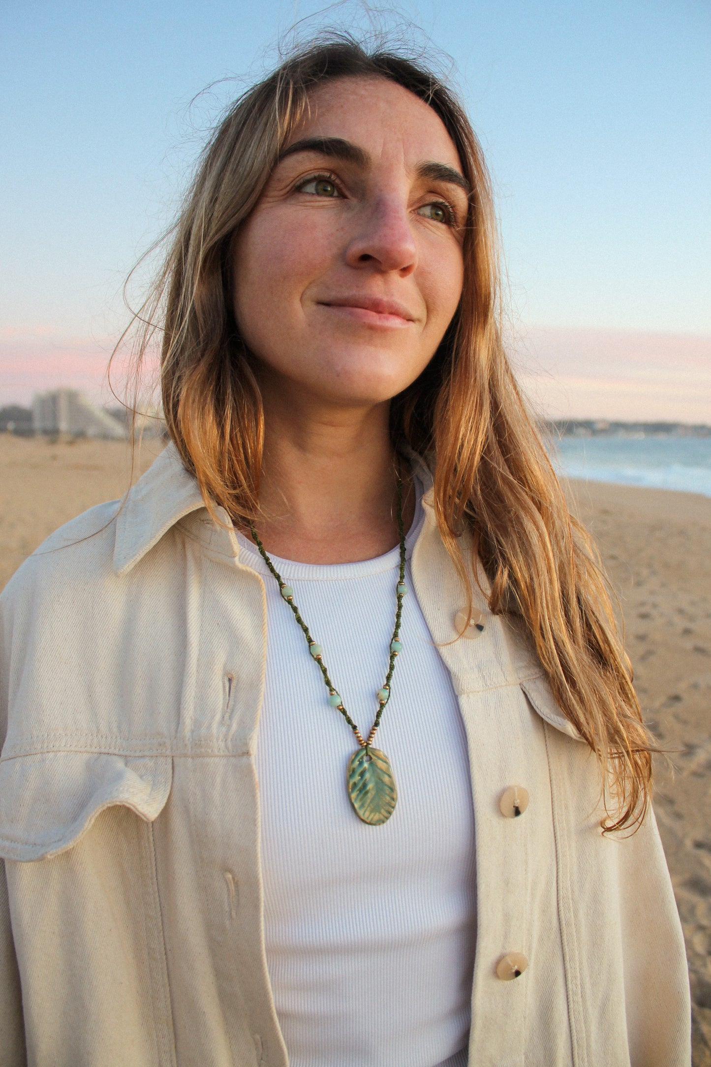 Collar HOJA con Amazonitas