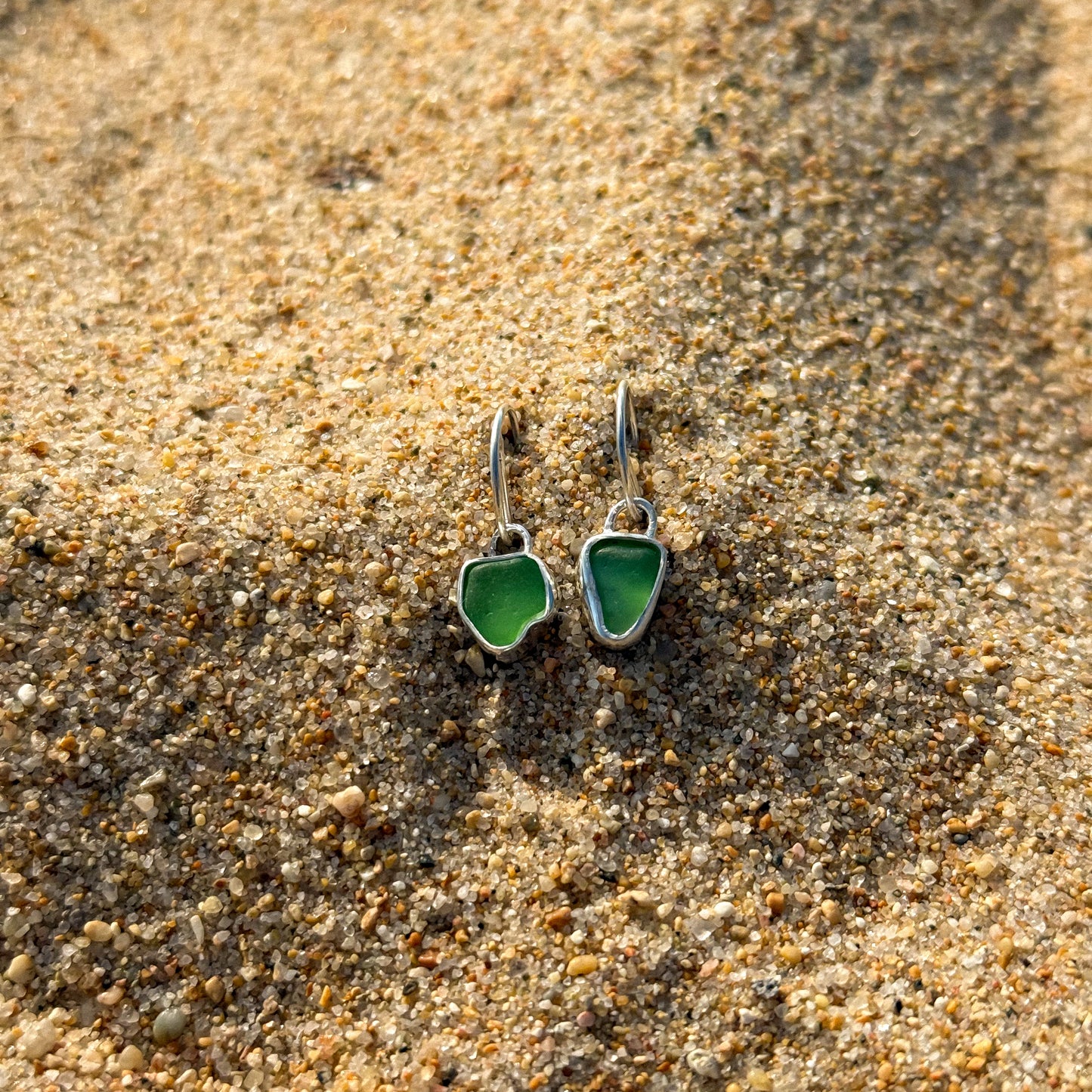 Argollas con Sea glass verde