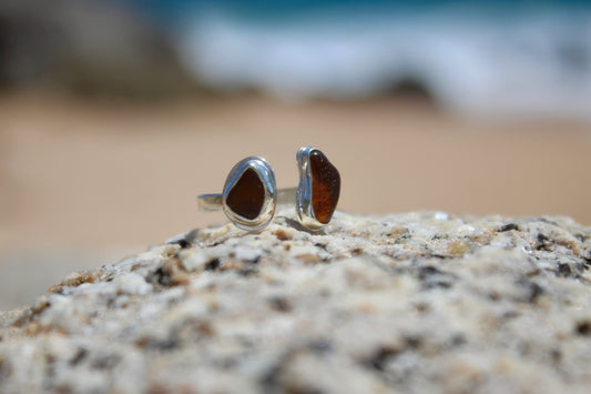 Anillo BRISA con Seaglass ámbar