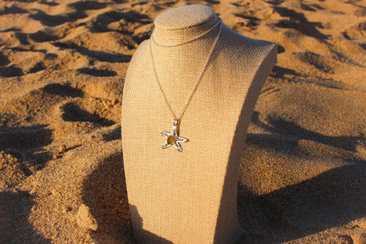 Colgante Estrella Júpiter con Seaglass amarillo