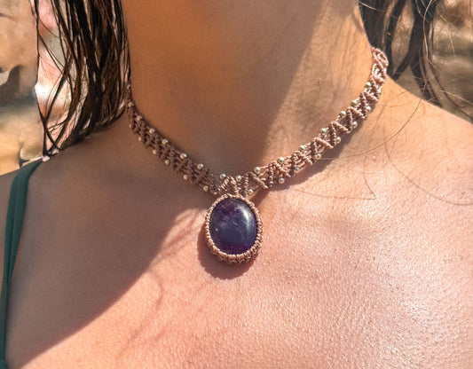 Choker malva con Amatista