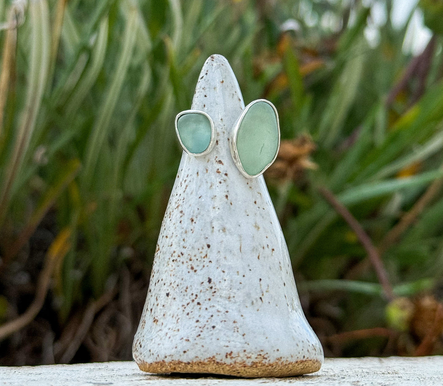 Anillo BRISA con Seaglass verde agua