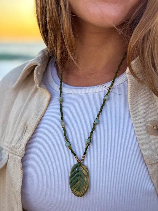 Collar HOJA con Amazonitas
