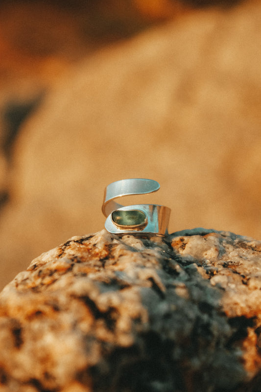 Anillo BALI con Seaglass verde agua